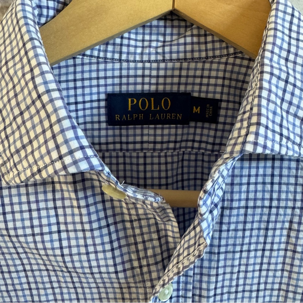 Polo Ralph Lauren Blue Checkered Button Down SZ M - Picture 4 of 4